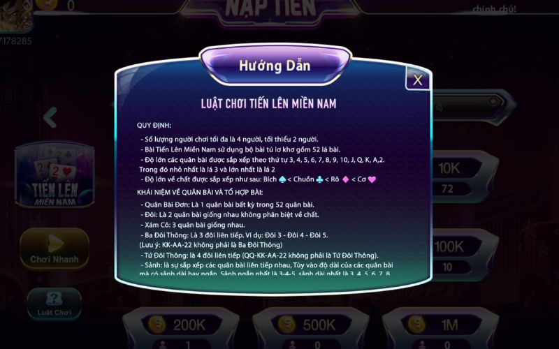 Chi tiết luật chơi tiến lên miền Nam 789club